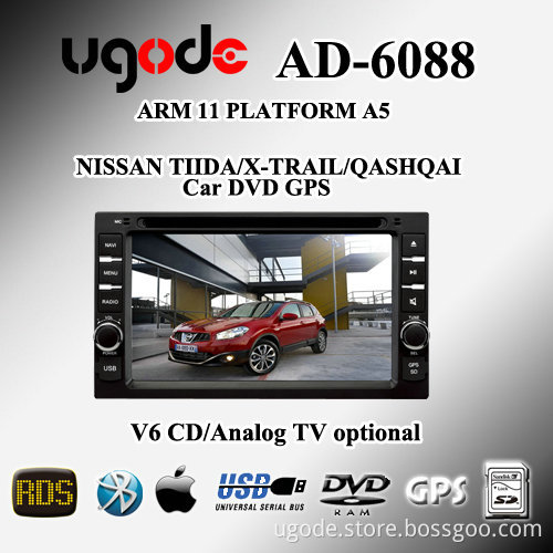 6.2" Uogde in dash 2 din car dvd gps player for Nissan
